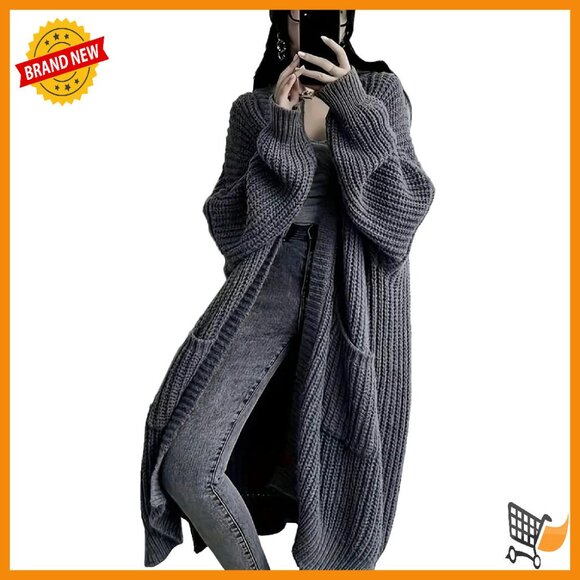 Oversized Cable Knit Cardigan Duster with Pockets Fall Winter
